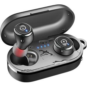 TOZO T10 Cuffie Bluetooth 5.3 con Controlli Touch ORIGX 2.0 Acustica EQ Regolazione 55 Ore Riproduzione Supporti Caricatore Wireless e USB Tipo C IPX8 Nero