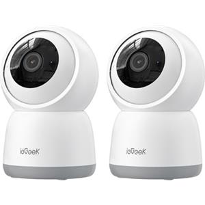 ieGeek 5MP Telecamera WiFi Interno 2,4GHz/5GHz, Videocamera Sorveglianza con Tracciamento del Movimento, Rotazione a 360° PTZ, Visione Notturna, Audio Bidirezionale, Funziona con Alexa, SC1 Pro, 2pz