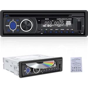 CAMECHO Autoradio Bluetooth 5.1 con Lettore CD DVD per 12-14.4V, FM/AM Stereo Auto con Vivavoce Bluetooth, 1 DIN Lettore MP3 con con APP Control Location, MP3 USB SD AUX