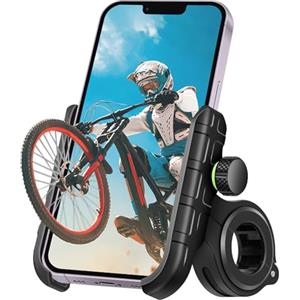 BTNEEU Porta Cellulare Bici, Supporto Telefono per Moto Universale Anti-Shake, Supporto Smartphone per Bici Manubrio MTB Scooter 360° Rotabile Compatibile con 3.5"-7.0" iPhone Samsung Huawei (Nero)