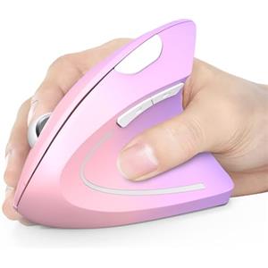TECKNET Mouse Verticale, 4800 DPI Mouse Wireless Ergonomico, Protegge Il Braccio, Mice Senza Fili 6 Pulsanti per PC, Computer Portatile, Mac, Rosa Viola
