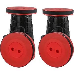 Rshuhx 2pcs Sgabello Pieghevole Portatile,Adulto Sedia Pieghevole, Sgabello da Campeggio,Sgabello Leggero Retrattile per Barbecue All'aperto Sgabello da Pesca Carico Massimo 460lbs/210kg(Rosso)
