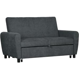 HOMCOM Divano Letto 2 Posti Clic Clac con 2 Cuscini, Divano Letto Singolo con Schienale Regolabile su 3 Livelli in Tessuto Imbottito Effetto Velluto, 148x87x88 cm, Grigio