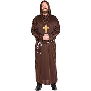 dressforfun Costume da uomo - Saio da monaco | Con cordone extra | Cappuccio a parte | Catena con crocifisso come accessorio speciale (M | no. 300036)