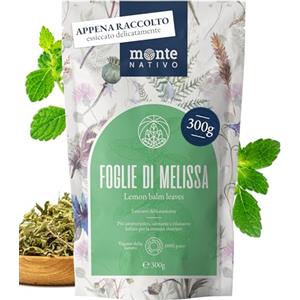 Monte Nativo Melissa Tisana Monte Nativo (300g) - Tisana Melissa senza additivi - Lemon Balm - Infusi per la tazza di tè più deliziosa - Raccolte ed Essiccate Delicatamente - Tè alle erbe aromatico - Herbal Tea