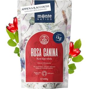 Monte Nativo Tè alla Rosa Canina Monte Nativo (1kg) - Erbe aromatiche senza additivi - Infusi e tisane per la tazza di tè più deliziosa - Raccolte ed Essiccate Delicatamente - Herbal Tea - Fruit Tea