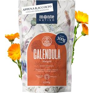 Monte Nativo Fiori di Calendula Monte Nativo (300g) - Erbe aromatiche senza additivi - Infusi e tisane per la tazza di tè più deliziosa - Raccolte ed Essiccate Delicatamente - Tè alle erbe aromatico - Herbal Tea