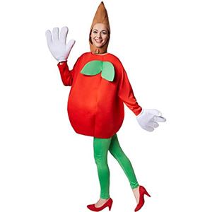 dressforfun Costume Mela Adulti unisex | Parte superiore a maniche lunghe, trendy, a forma di mela | Divertenti guanti di grandi dimensioni | Con copricapo (M | no. 301646)