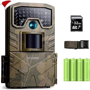 CEYOMUR Fototrappola 48MP 4K 30fps, Fotocamera caccia con IR Visione Notturna, Timer e Design Impermeabile IP66 con scheda SD da 32GB e batterie per la Caccia e l'osservazione la Fauna
