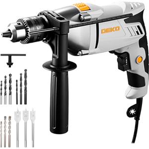 DEKOPRO Trapano a Percussione: DEKOPRO 950W Trapano Elettrico a Filo con Mandrino Autoserrante da 13mm, Funzione 2 in 1, 12 Punte, 0-2800 giri/min, Impugnatura Ausiliaria a 360° - per Calcestruzzo e Legno