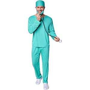 dressforfun Costume da uomo medico chirurgo | Raffinata parte superiore per il look da medico | Comodi pantaloni abbinati | Con mascherina e copricapo (L | No. 301530)
