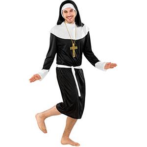 dressforfun Costume da uomo - Suora | Veste dal taglio ampio | Colletto da suora | Copricapo e cintura da allacciare in vita (L | no. 300364)