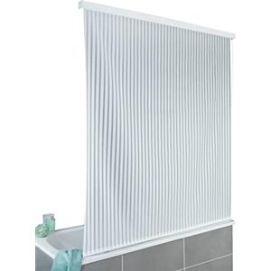 Wenko Tenda a Rullo per Doccia e Vasca da Bagno, ad Asciugatura Rapida, Impermeabile e Facile da Pulire, in Alluminio, 132 x 240 x 5 cm, Bianco
