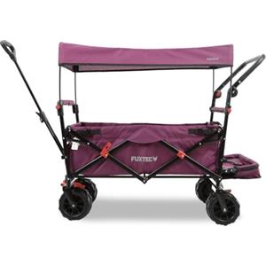 Fuxtec FUXLIFE Carrello Pieghevole da Spiaggia FX-CTB800 Viola - Bollerwagen richiudibile per famiglia e tempo libero - Ruote larghe per sabbia e spazio extra interno - Volume 105 L e portata 75 kg