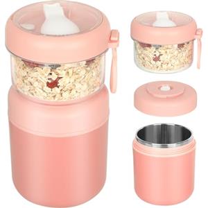 JASTOO Grande Contenitore per Cereali in Acciaio Inox da Asporto, Bicchiere per Yogurt 530ml+330ml Contenitore per Cereali Portatile Antigoccia, Porta Cereali per il Pranzo, Porta Cereali per la