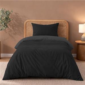 Twinzen Set Copripiumino Singolo 135x200cm Reversibile Nero/Grigio Scuro, con 1 Federa 50x70cm - Set Copripiumino Matrimoniale Microfibra - Oeko-Tex