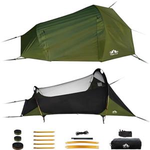 Night Cat Tenda Amaca Con Zanzariera: A Forma Triangolare Con Fondo Piatto Impermeabile per 1 Posto Verde