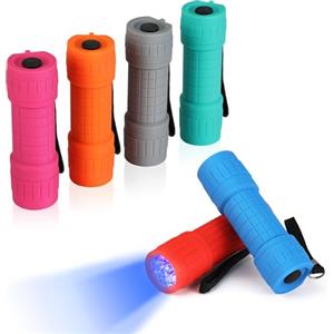 EverBrite Torcia UV LED Portatile, con 6 Pezzi, Luce 395nm, Mini Torcia Ultravioletta Colorata, Batterie Incluse, 6 Colori, per Rilevare Urina di Animali Domestici, Macchie, Cimici dei Letti