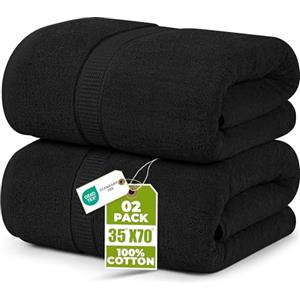 Utopia Towels - Confezione da 2 Asciugamani Di Lusso Jumbo (90 x 180 CM) - 100% Cotone Filato Ad Anelli, Altamente Assorbente, Morbido e Ad Asciugatura Rapida(Nero)