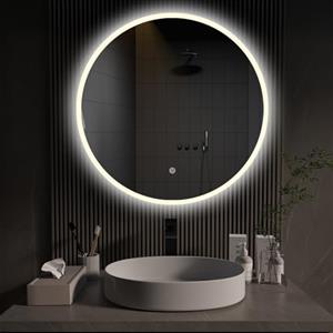 ApeJoy Specchio da Bagno Rotondo a LED 60 cm con Illuminazione, Touch e Memoria