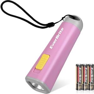 EverBrite Mini Torcia LED (Rosa), Torcia Portatile 46g con Luce Gialla Calda, Ideale per Leggere, Campeggio e Passeggiate, 3 Batterie AAA Incluse, Ottima come Regalo