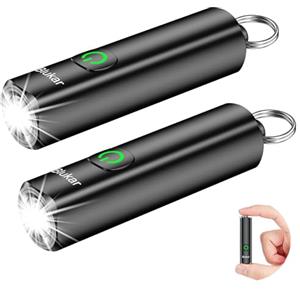 Blukar Torcia LED Mini Ricaricabile, Torcia EDC Tascabile con Portachiavi