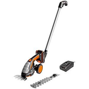WORX 18V (20V MAX) Cesoia per Erba a Batteria, Tagliasiepi Telescopico WG801E.3, Set 2 in 1 Tagliaerba/2.0 Ah