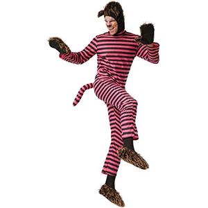 dressforfun 900542 Costume Unisex Gatto Cheshire, Tuta a Righe Orizzontali, Rosa e Nere, Carnevale Festa Halloween -Disponibili in Diverse Misure (165 | Nr. 302506)