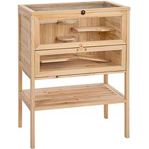 tectake 403246 Gabbia XXL Legno per Roditori, Cucce e Habitat, Coniglio Nano Criceto, Piccoli Animali Porcellini D'india Casetta, 60x40x80 cm