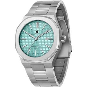Sapphero - Orologio da uomo, in acciaio inossidabile, luminoso, con lunetta ottagonale, orologio analogico al quarzo di lusso con data per uomo, elegante, Lusso
