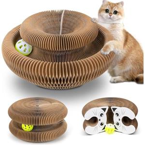 EXTFANS Tiragraffi per Gatti Interattiva con Palla Giocattolo, Cuccia per Gatti Rotondo Pieghevole, Tiragraffi per Gatti per la Casa per Animali Domestici