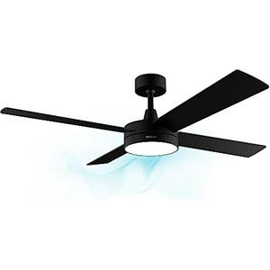 Cecotec Ventilatore da soffitto EnergySilence Aero 5200 Black Line da 60 W 52" con luce led, telecomando, 3 velocità, 4 pale e modalità inverno-estate.