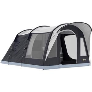 Outsunny Tenda Campeggio a Tunnel per 2-4 Persone Alta 213cm con 2 Stanze, Tenda da Campeggio Familiare Impermeabile 3000mm Veranda, Finestre, Tasche, Gancio, Borsa Trasporto per Trekking, Blu Navy