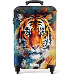 NoBoringSuitcases.com® Valigia, Bagaglio a Mano, Valigia 55x40x20, Valigie, Trolley Cabina, Valigia da 10 kg, Trolley Bagaglio a Mano 55x40x20 cm (Tigre - Arancione)