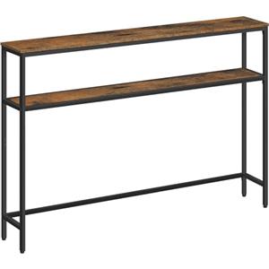 VASAGLE Tavolo Consolle, Tavolo Stretto a 2 Ripiani Portaoggetti, 20 x 120 x 80 cm, per Soggiorno, Corridoio, Ingresso, Marrone Vintage e Nero Inchiostro LNT133K01