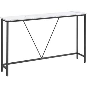 VASAGLE Tavolo Consolle Ingresso, Tavolo Stretto per Divano in Soggiorno, Salotto, Corridoio, Montaggio Facile, Bianco Marmo e Nero Inchiostro LNT020W01