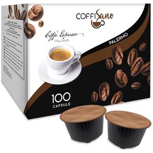 COFFISANO 100 Capsule di Caffè compatibili con Dolce Gusto, Miscela Palermo - Espresso Italiano Monodose, Aroma Gusto Deciso - confezione 4 buste da 25 pz