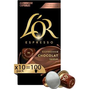 L'Or - Capsule Caffè Espresso Chocolat - 100 Capsule in Alluminio - 10 pacchetti da 10 - Intensità 8 - Compatibili con Macchine Nespresso®* original