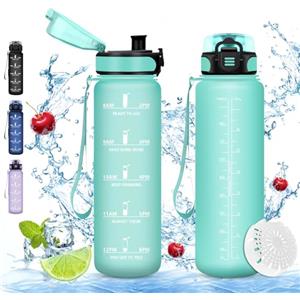 Vikaster Borraccia Sportiva, Borraccia 1000ml, Borraccia Sport, Borracce ciclismo, Senza BPA & Prova di Perdite, Borracce per Bambini, Adulto, Bici, Scuola, Ufficio, Yoga