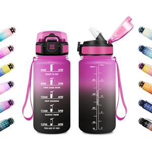 JAPORIA Borraccia 500ml, Borraccia Idratazione con Cannuccia, Indicatore Tempo, Antigoccia, Riutilizzabile, per Ciclismo, Escursionismo, Lavoro