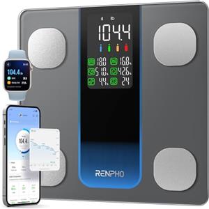 Renpho Bilancia intelligente per peso corporeo, grande display a LED, bilancia digitale per il grasso corporeo del bagno per muscoli BMI, bilancia Bluetooth ad alta precisione per composizione