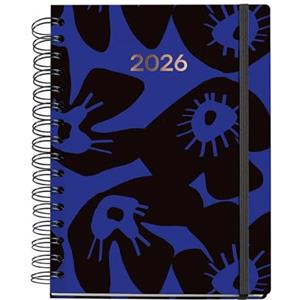 Miquelrius - Agenda giorno per pagina 2026, Formato 160 x 218 mm, Pianificazione giornaliera, Doppia spirale, Copertina in cartone laminato, Carta 100 g/m², 6 lingue, Adesivi, Bloom