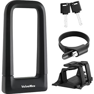 ValueMax Lucchetti a U per Bicicletta, Lucchetto per Bici a U impieghi gravosi, Lucchetto Bici Antifurto a U con 2 chiavi e Supporto, Adatto per Biciclette, Veicoli Elettrici, Motocicli