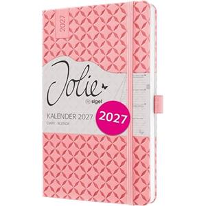 SIGEL 7J111 Agenda settimanale Jolie 2027-1 anno - circa A5 - Rose Pink - 2 pagine = 1 settimana - copertina rigida - 80 g/m² - rosa - 174 p. - certificazione FSC