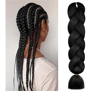 Aomig Allungato Intrecciare, Dreadlock Rasta per Crochet Twist Intrecciare i Capelli Africane Extension, Nero