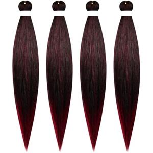 Aomig Extension per Treccie, 4 Pezzi Extension Treccine Africane Sintetica Braiding Hair, Jumbo Treccia Capelli Fibra Kanekalon Intrecciare per Ragazza Donna, Estensioni dei Capelli Ideali