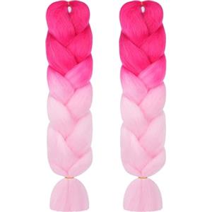 Aomig Allungato Intrecciare, 2pz Parrucca Estension dei Capelli Resistenti ai Calore, Parrucca Rasta per Crochet Twist Intrecciare i Capelli Africane Extension, Rosa - Rosa Chiaro