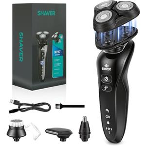 Aolso Rasoio Elettrico Barba per Uomo, 3 in 1 Rasoio Elettrico con Testina Flottante 4D per Barba, Naso, Basette, Impermeabile IPX6, Rasoio da Uomo Wet & Dry, per Padre,Fidanzato,Marito