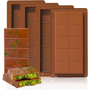 YeahBoom 4 Pezzi Stampo Per Tavoletta Di Cioccolato Profondo,Stampi Per Tavolette Di Cioccolato Grandi,Stampo Cioccolato,Stampo Per Tavoletta Di Cioccolato In Silicone,Stampi per Cioccolatini