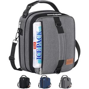 Lifewit Borsa Termica Porta Pranzo, Borsa Termica Portatile Espandibile con Tracolle e 2 Borse Termiche, per Donne e Uomini, per Lavoro e Scuola, 6.5L, Grigio